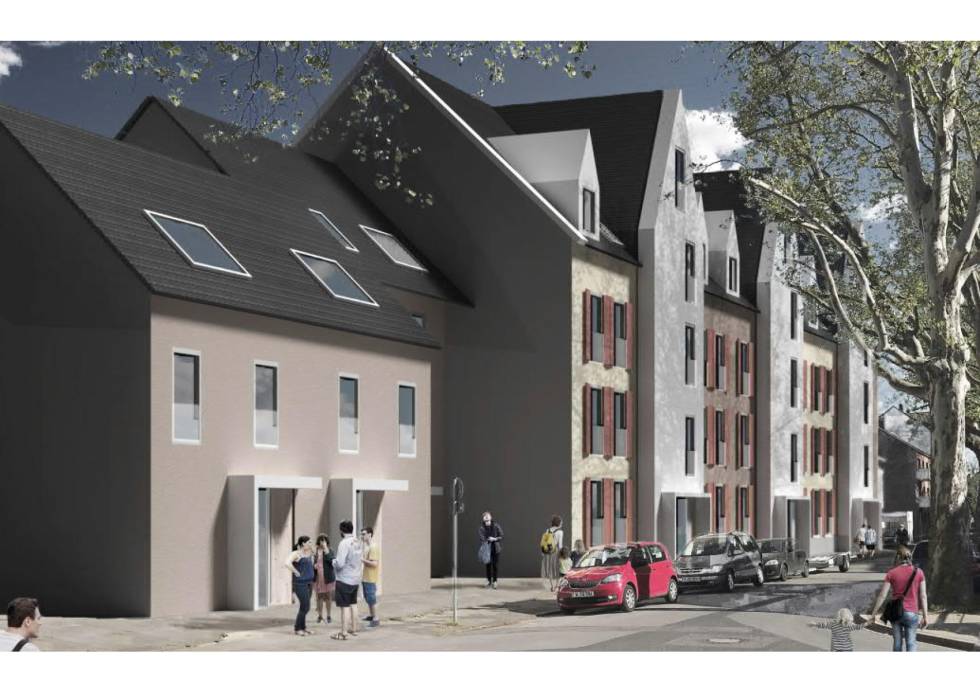 Neubau von drei Stadthäusern sowie 24 Wohnungen mit Tiefgarage, Hoffeldstraße 3-13, Hilden