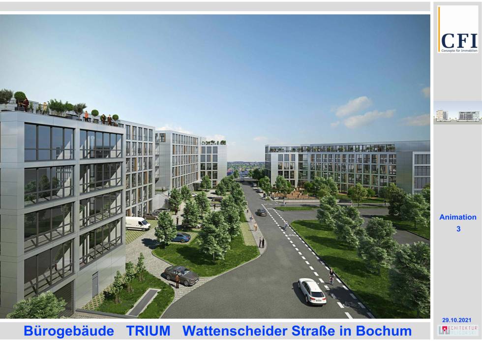 TRIUM - Neubau von 3 Bürogebäuden mit Tiefgarage, An der Jahrhunderthalle in Bochum